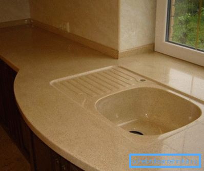 Mutfak için yapay taş lavabo ile döküm tezgah Mutfak için yapay taş lavabo ile döküm tezgah