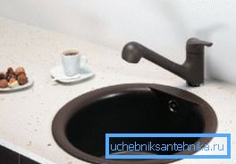 Fotoğrafta: 40 cm'lik bir lavabo, mutfağınız için uygunsa yuvarlak olabilir.