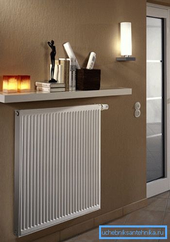 Odanın iç tarafında panel radyatör Odanın iç tarafında panel radyatör