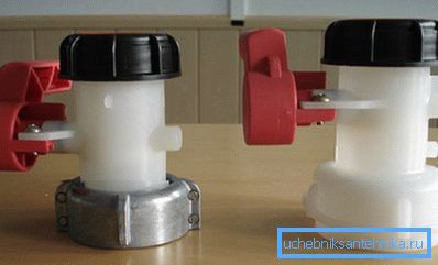 Metal ve polimer adaptörü ile eurocube için plastik vanalar