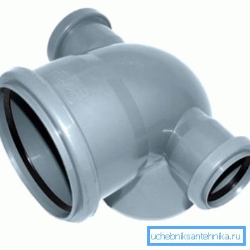 50 mm'lik bir boru çıkışına sahip bir adaptör örneği. 50 mm'lik bir boru çıkışına sahip bir adaptör örneği.