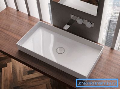 Ahşap üstteki dikdörtgen fatura lavabo Ahşap üstteki dikdörtgen fatura lavabo