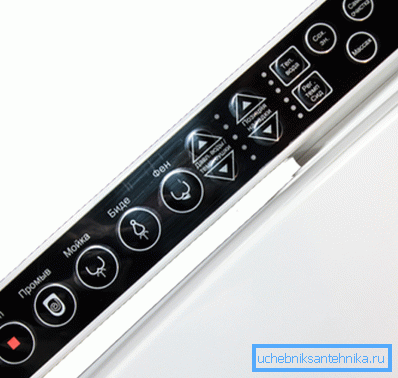 SensPa Tankless tuvalet kontrol panelinde mikroskoplu resimli simgeler