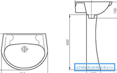 Boyutları gösteren evsel lavabo planı Boyutları gösteren evsel lavabo planı