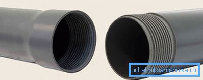 Dişli bağlantılar ile PVC boru.