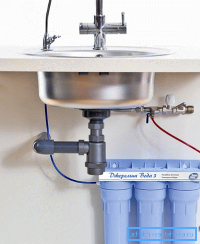 Lavabo altında kurulu su filtresi Lavabo altında kurulu su filtresi