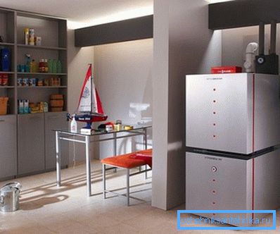 Bir kır evi için gaz ve elektrikli ısıtma elemanı ile cihaz Bir kır evi için gaz ve elektrikli ısıtma elemanı ile cihaz