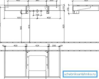 Lavabonun spesifik bir modeli için yapıların üretimi için oluşturulan çizimin bir çeşidi Lavabonun spesifik bir modeli için yapıların üretimi için oluşturulan çizimin bir çeşidi