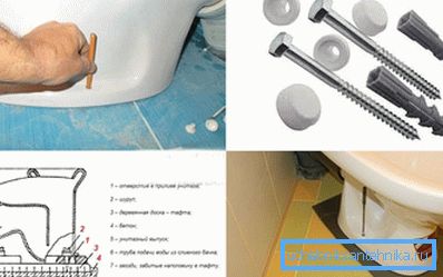 Bir klozetin zemine sabitlenmesinin çeşitleri - dübeller, tafta ve yapıştırıcı Bir klozetin zemine sabitlenmesinin çeşitleri - dübeller, tafta ve yapıştırıcı