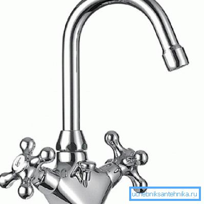 İki valfli uzun lavabo bataryası İki valfli uzun lavabo bataryası